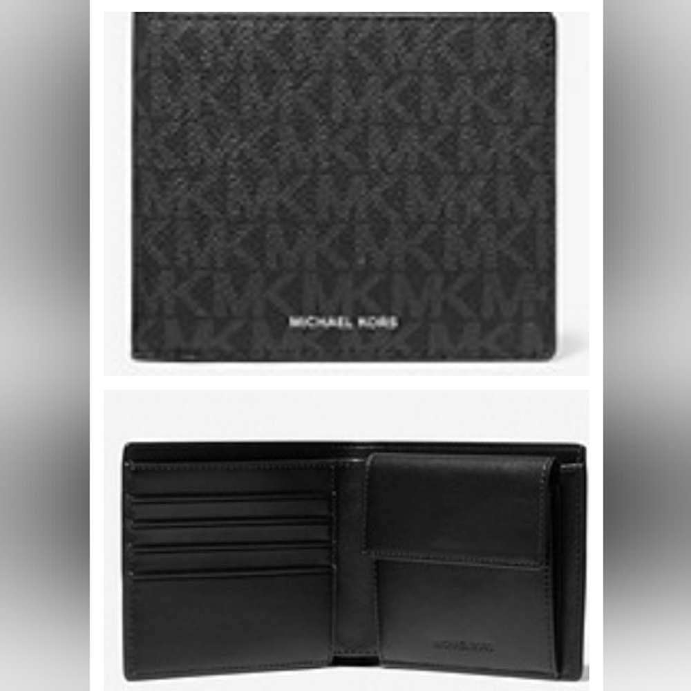 NWT Michael Kors Cooper Logo Wallet Billfold with Coin Pouch (Black)